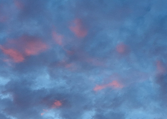 Sunset, pink clouds